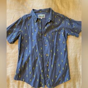 Roberta Oaks Blue Pineapple Print Button-Down Shirt